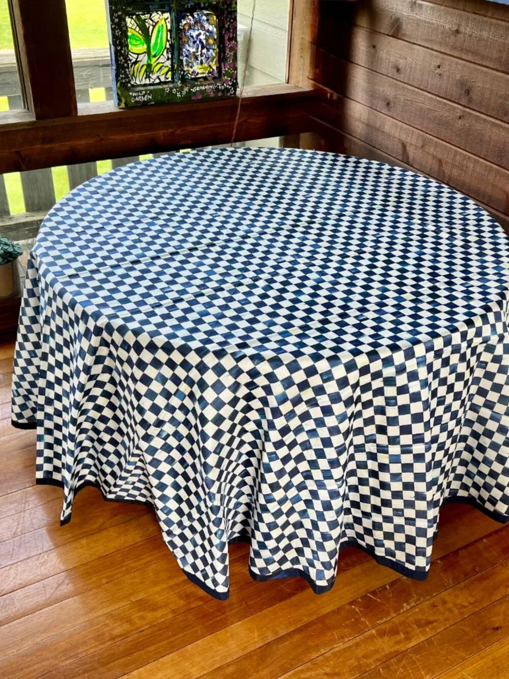 MacKenzie-Childs Royal Check Round Tablecloth